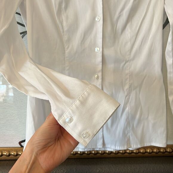 Tribal White Long Sleeve Dress Shirt Button Up Blouse Women's Size 2 Classic - Picture 4 of 5